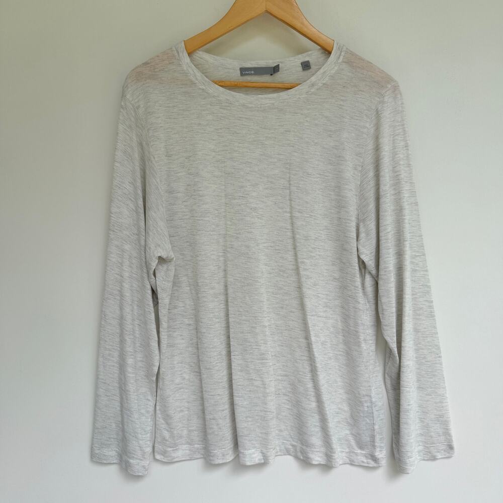 Vince Heather Grey Long Sleeve Tee Shirt Crew Neck Top Small